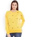 Shop Women's Yellow Embellished Regular Fit Sweatshirt-Front