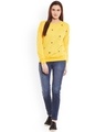 Shop Women's Yellow Embellished Regular Fit Sweatshirt