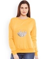 Shop Women's Yellow Embellished Regular Fit Sweatshirt-Front