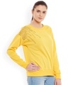 Shop Women's Yellow Embellished Regular Fit Sweatshirt-Design