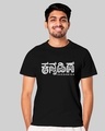Shop Unisex Black Printed Regular Fit T Shirt-Front