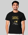 Shop Unisex Black Printed Regular Fit T Shirt-Front