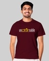Shop Unisex Maroon Printed Regular Fit T Shirt-Front