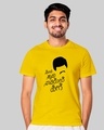 Shop Unisex Yellow Printed Regular Fit T Shirt-Front