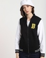 Shop Bewakoof Badge Varsity Bomber Jacket-Front