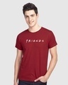 Shop Men's Red Friends Logo Typography T-shirt-Front