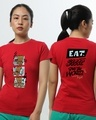 Shop Women's Red Groot Munching (Gotgl) Slim Fit T Shirt-Front