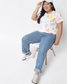 Shop Women's White All Over Printed Plus Size T-shirt