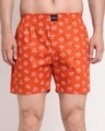 Shop Men's Orange Printed Relaxed Fit Boxers-Front