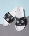 Shop Men's White Big Herbal Weed Lightweight Adjustable Strap Sliders-Front