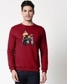 Shop Men's Plum Red Biker Bro Graphic Printed Sweater-Front