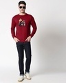 Shop Men's Plum Red Biker Bro Graphic Printed Sweater-Full