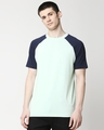 Shop Bird Egg Green-Pageant Blue Raglan Half Sleeves T-Shirt-Front