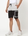 Shop Men's Black and Grey Color Block Cargo Shorts-Front