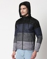 Shop Men's Multicolor Color Block Puffer Jacket With Detachable Hood-Design