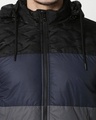 Shop Men's Multicolor Color Block Puffer Jacket With Detachable Hood