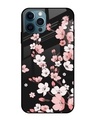 Shop Black Cherry Blossom Premium Glass Case for Apple iPhone 12 Pro Max (Shock Proof, Scratch Resistant)-Front