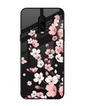 Shop Black Cherry Blossom Premium Glass Case for OnePlus 6T (Shock Proof, Scratch Resistant)-Front