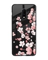 Shop Black Cherry Blossom Premium Glass Case for OnePlus 7 (Shock Proof, Scratch Resistant)-Front