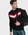 Shop Men's Black Chest Panel Flat Knit Sweater-Front