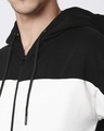 Shop Men's Black & White Color Block Zipper Hoodie