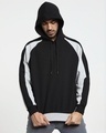 Shop Men's Black & Grey Color Block Oversized Hoodie-Front