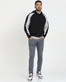 Shop Men's Black & Grey Color Block Oversized Hoodie-Full