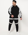 Shop Men's Black & Grey Color Block Plus Size Hoodie-Full