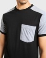 Shop Black Color Block Pocket T-Shirt