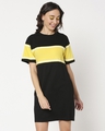 Shop Black Color Block T-Shirt Dress-Front