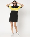 Shop Black Color Block T-Shirt Dress-Full