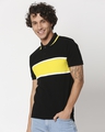 Shop Black Color Block Tipping Polo-Front