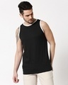 Shop Men's Black Contrast Binding Vest-Front