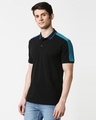 Shop Black Contrast Shoulder Cut & Sew Polo-Design