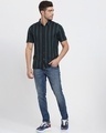 Shop Black Dot And Stripe AOP Half Sleeve Shirt-Full