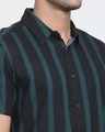 Shop Black Dot And Stripe AOP Half Sleeve Shirt