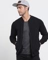 Shop Black Fleece Zipper Sweatshirt-Front