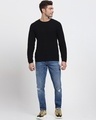 Shop Black Full Sleeve Flat Knit Sweater-Full