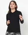 Shop Black Full Sleeve Hoodie T-shirt-Front