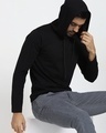 Shop Men's Black Hoodie T-shirt-Front