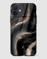 Shop Black Golden Marble Premium Glass Case for Apple iPhone 12-Front