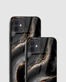 Shop Black Golden Marble Premium Glass Case for Apple iPhone 12-Design
