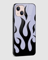 Shop Black & Grey Flame Premium Glass Case for Apple iPhone 15-Design