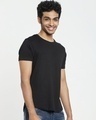Shop Black Half Sleeve Apple Cut T-Shirt-Front
