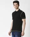 Shop Black Half Sleeve Contrast Polo-Design