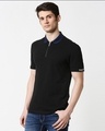 Shop Black Half Sleeve Contrast Zipper Polo-Design