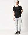 Shop Black Half Sleeve Henley T-Shirt-Full