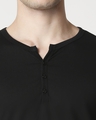 Shop Black Half Sleeve Henley T-Shirt