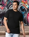 Shop Black Half Sleeve Plus Size T-Shirt-Front