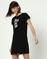 Shop Black Half Sleeve Round Neck Loungewear T-shirt Dress-Front